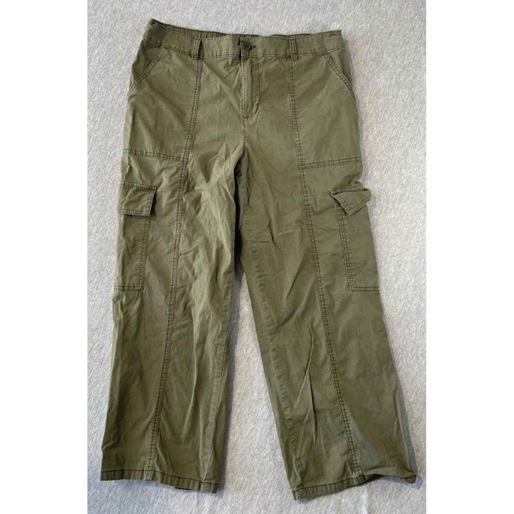 Social Standard by Sanctuary Crop Pants Womens XL Olive Green Cargo Pockets
